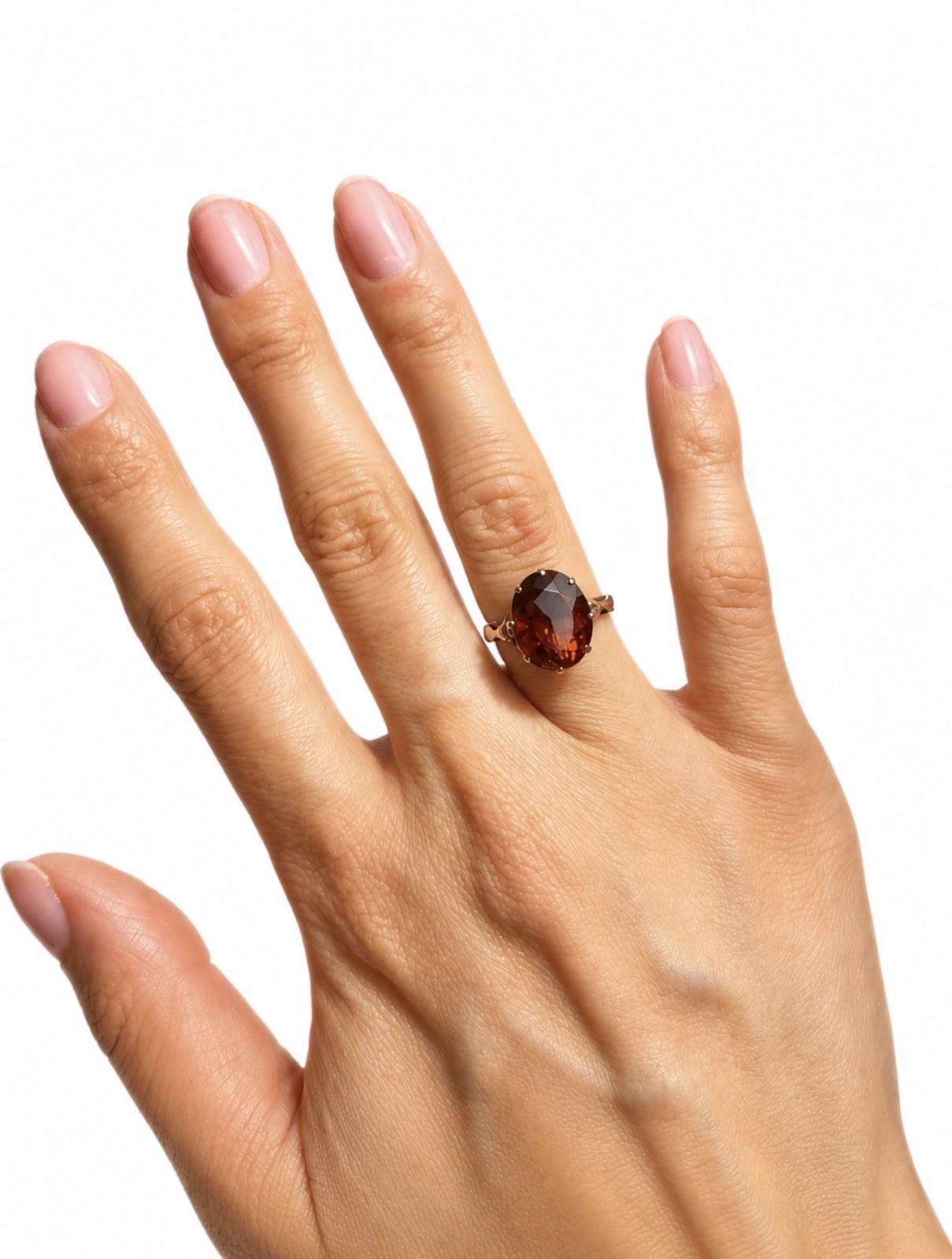 Stunning Vintage 14k Yellow Gold 12 x 10 mm Garnet Stone Ring Sz 5 1/4 2.4 Grams
