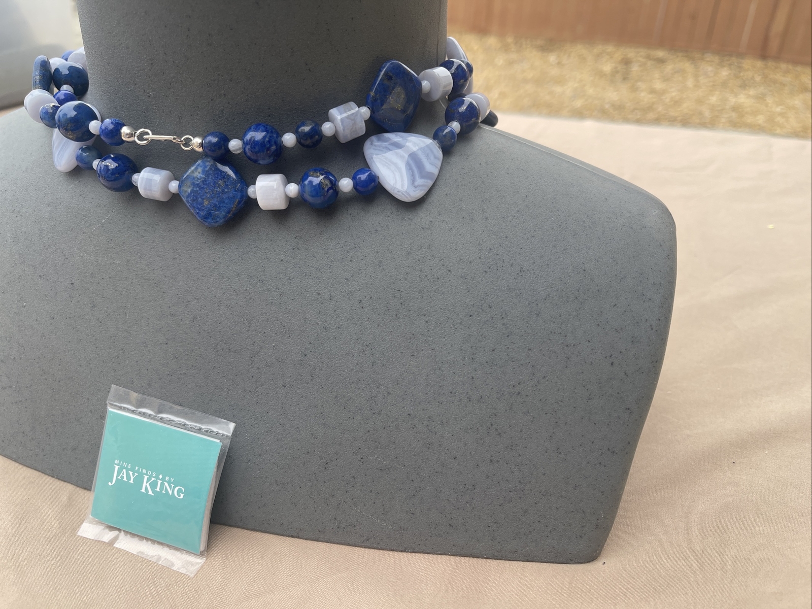 Mine Finds by Jay King DTR Sterling 925 blue lace agate lapis Nexklace 156 Grams