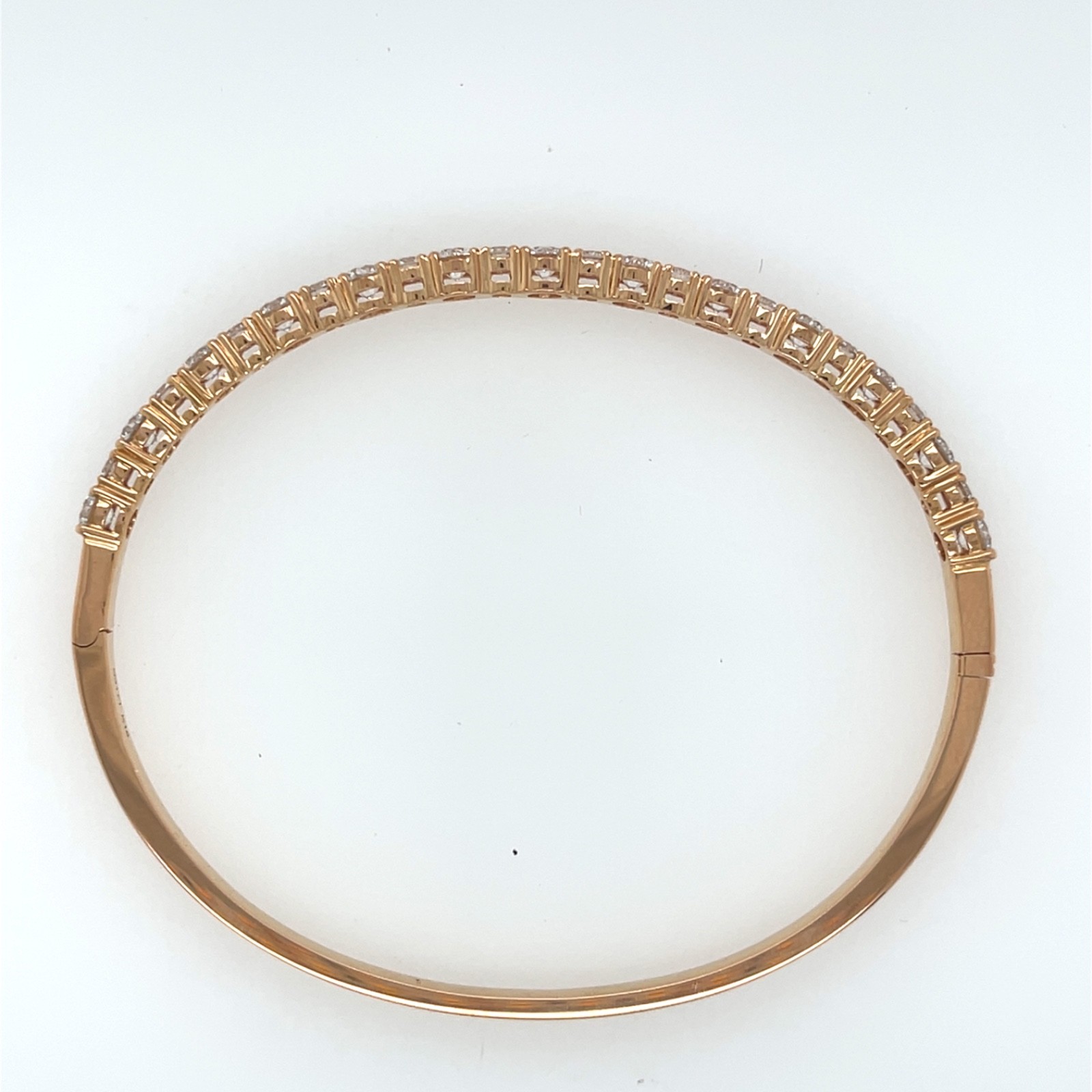 3.17 Carat TW, Stunning Natural Diamond 18K Rose Gold Bangle Bracelet