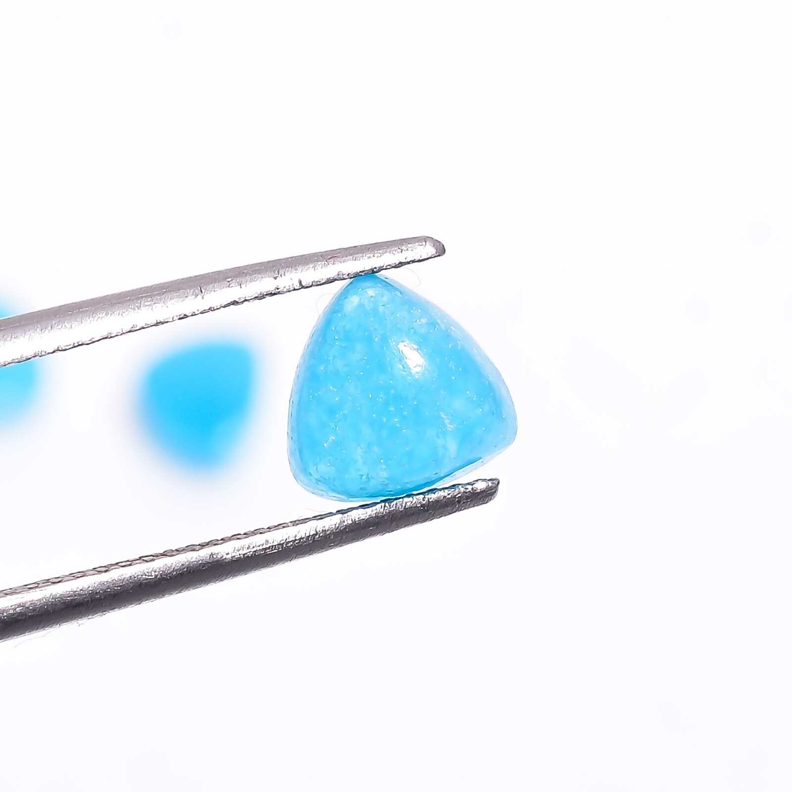 Blue Jade Cabochon Trillion Shape Flat Back Gemstone, Natural Loose Stones