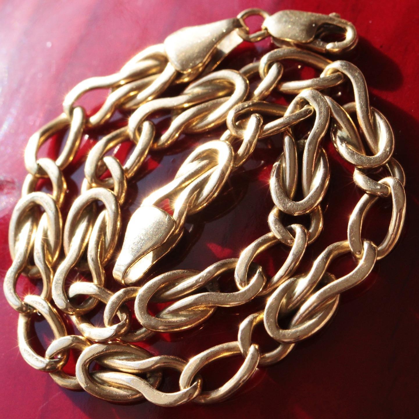 14k yellow gold bracelet Italian 7.62″ diamond cut fancy link chain vintage 7.9g