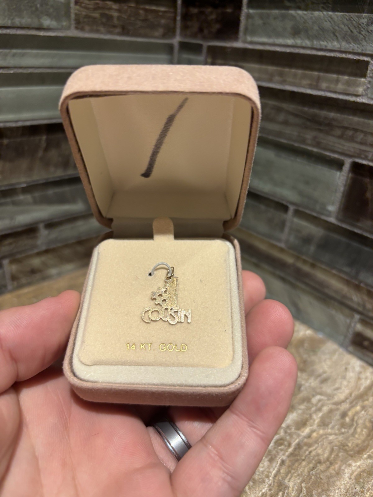 14kt Yellow Gold Fine Jewelry #1 Cousin Charm Pendant .31 Grams