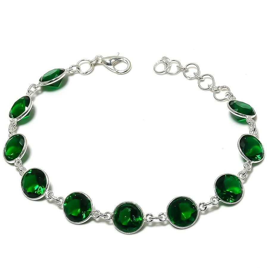 Chrome Diopside Gemstone Handmade 925 Sterling Silver Jewelry Bracelet Sz 7-8″
