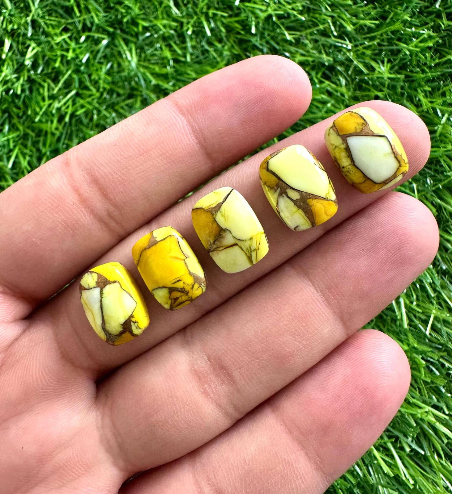 Natural Yellow Honey Copper Turquoise 10x14MM Cushion Cabochons 10Pcs Lot