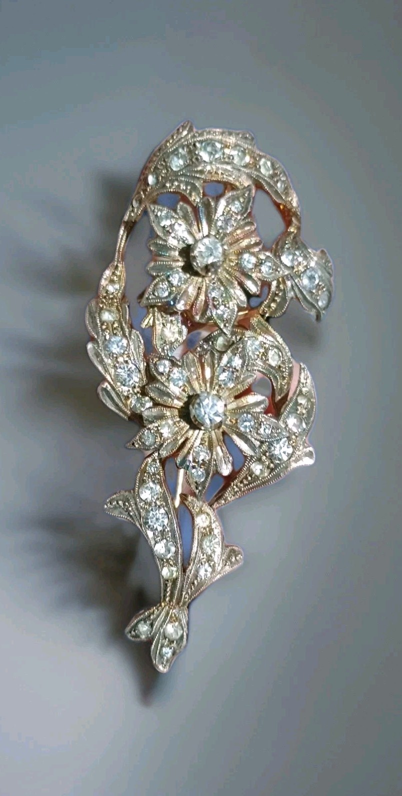 Vintage Marked 925 Silver Victorian Paste Brooch ,2.5″ Long ,