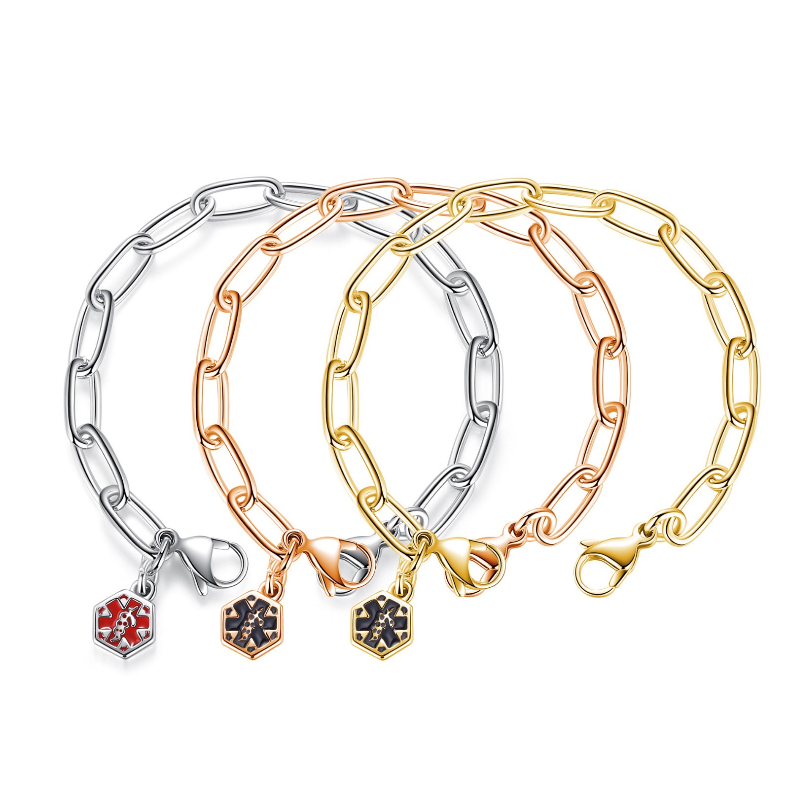 Medical Alert ID Symbol Mini Charms Silver, Gold, Rose Gold Stainless Steel