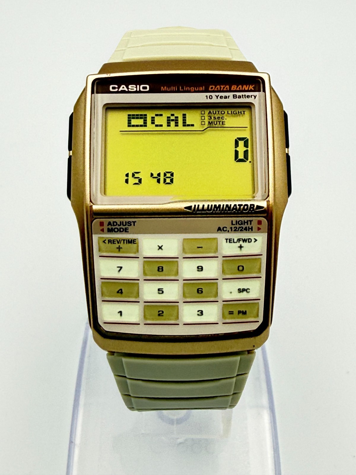 CASIO DBC-32 Data Bank Digital Calculator Beige Gold Color Quartz Watch – Rank A