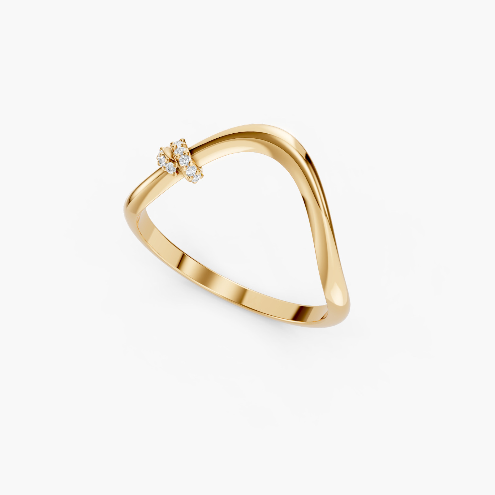V Shape Lab Diamond Ring 14K Rose Gold D-F- VVS Chevron Stackable Wedding Band