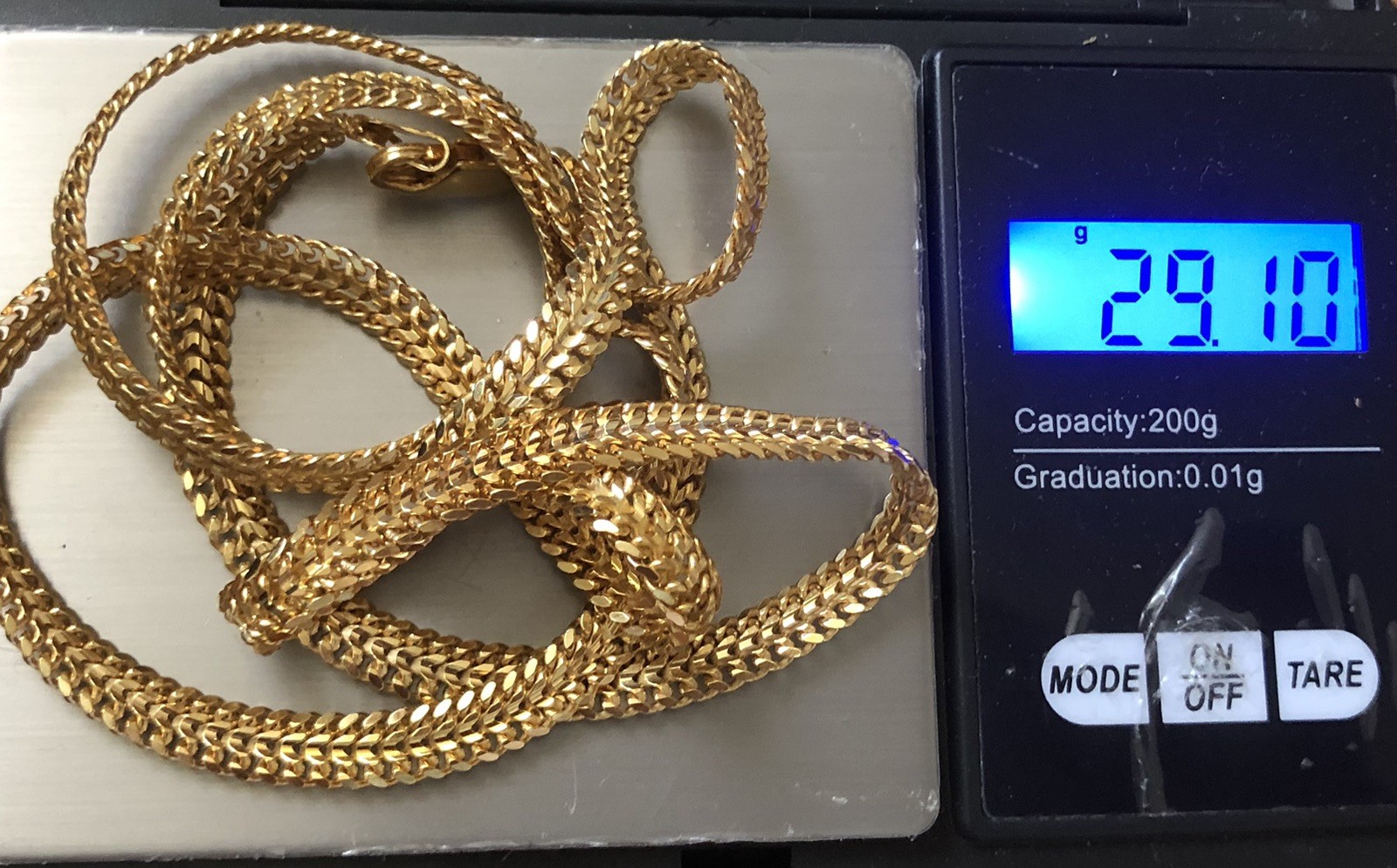 Vtg 925 Vermeil Yellow Gold HCT Italy,Beautiful Shiny Long Necklace,Heavy 29grms