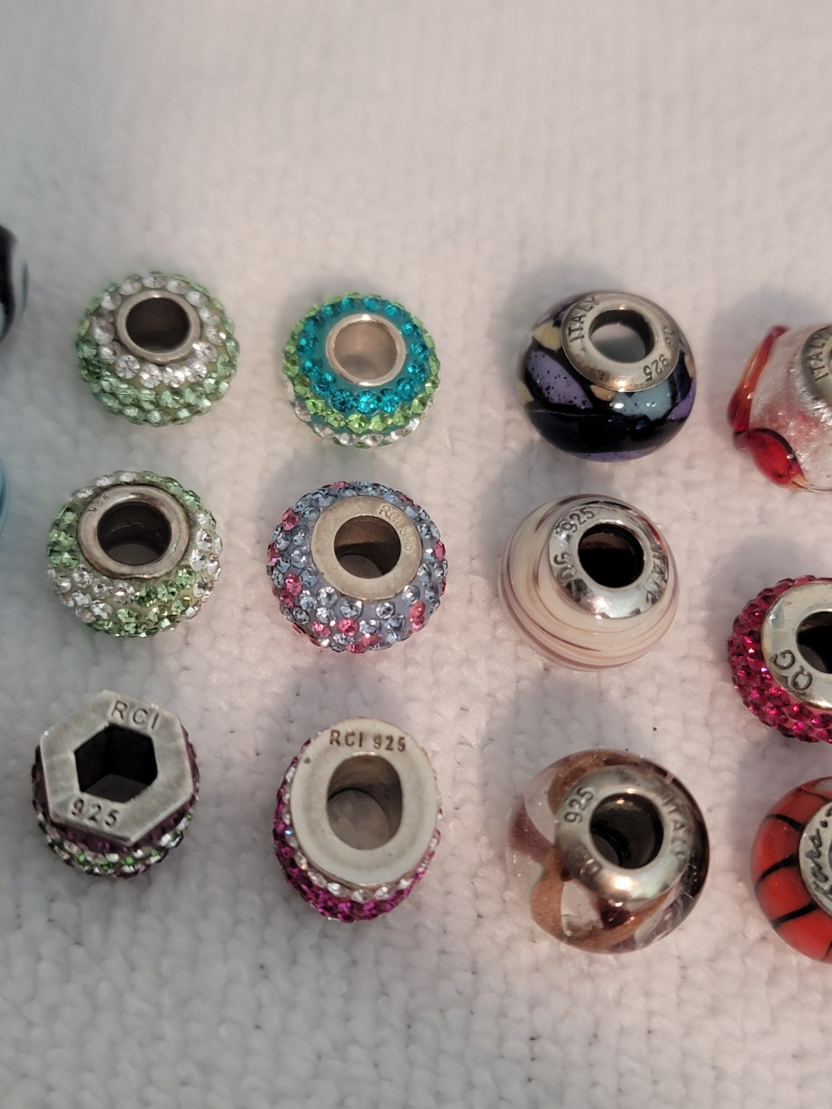Lot Of 21 925 Sterling Silver Charms Beads + 3 Non Sterling QG, RCI, VARIOUS