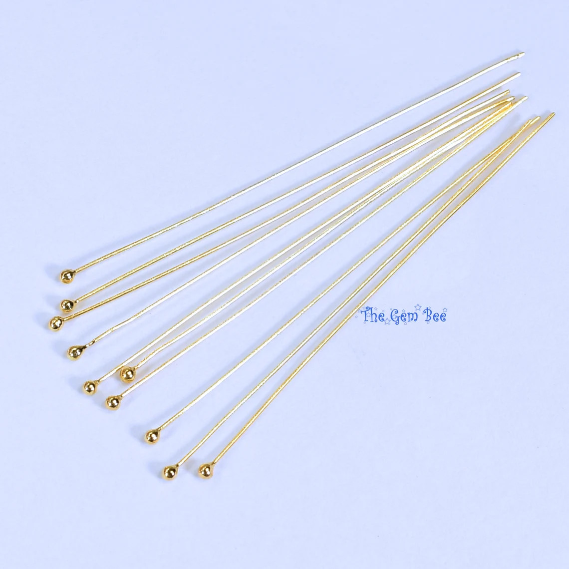 28 gauge 14k Solid Yellow Gold 1.5 INCH Ball Headpin (2) or (10)