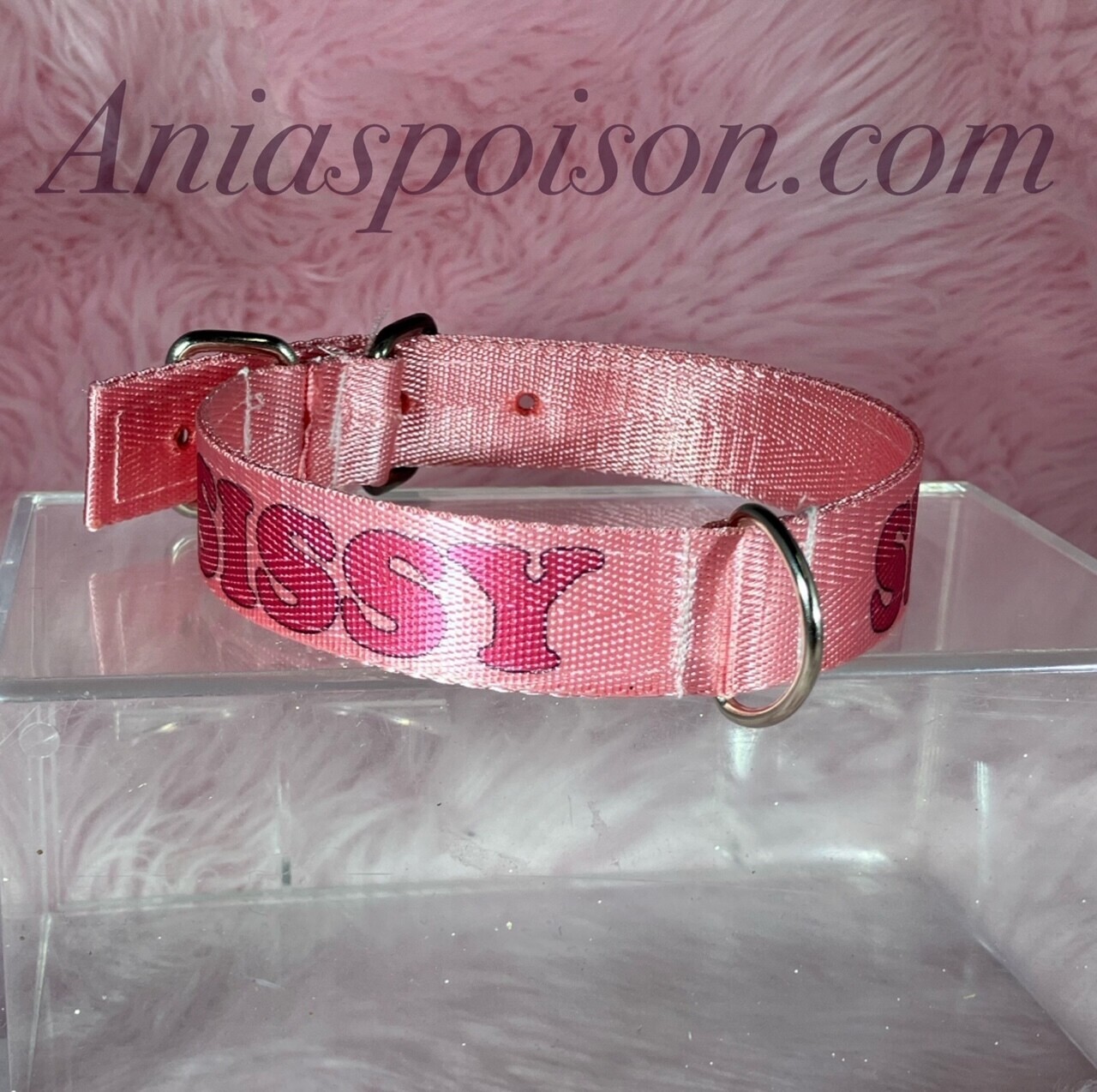 PINK Play time Satin Webbing Naughty collar SISSY OR OTHER CUSTOM TEXT OPTIONS