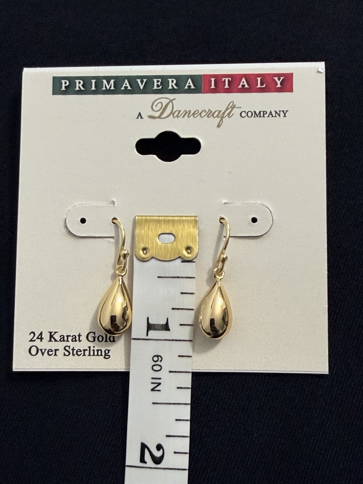 Primavera Italy 24 Karat Gold Over Sterling Tear Drop Earrings New