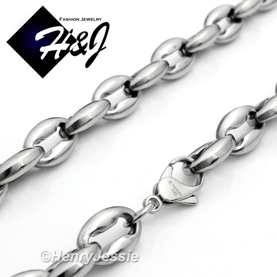 18-40″MEN Stainless Steel 8mm Silver Puffed Mariner Link Chain Necklace*N147