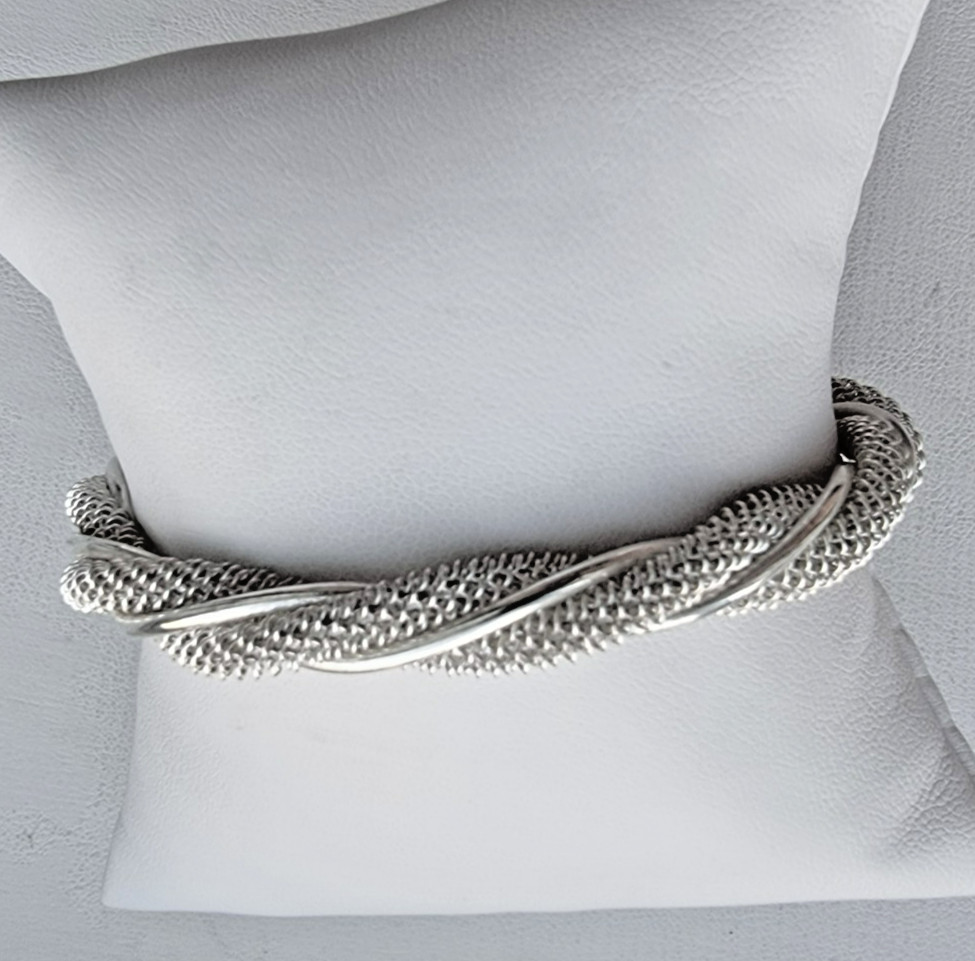 925 STERLING SILVER TWISTED CABLE CUFF BRACELET 15.7g