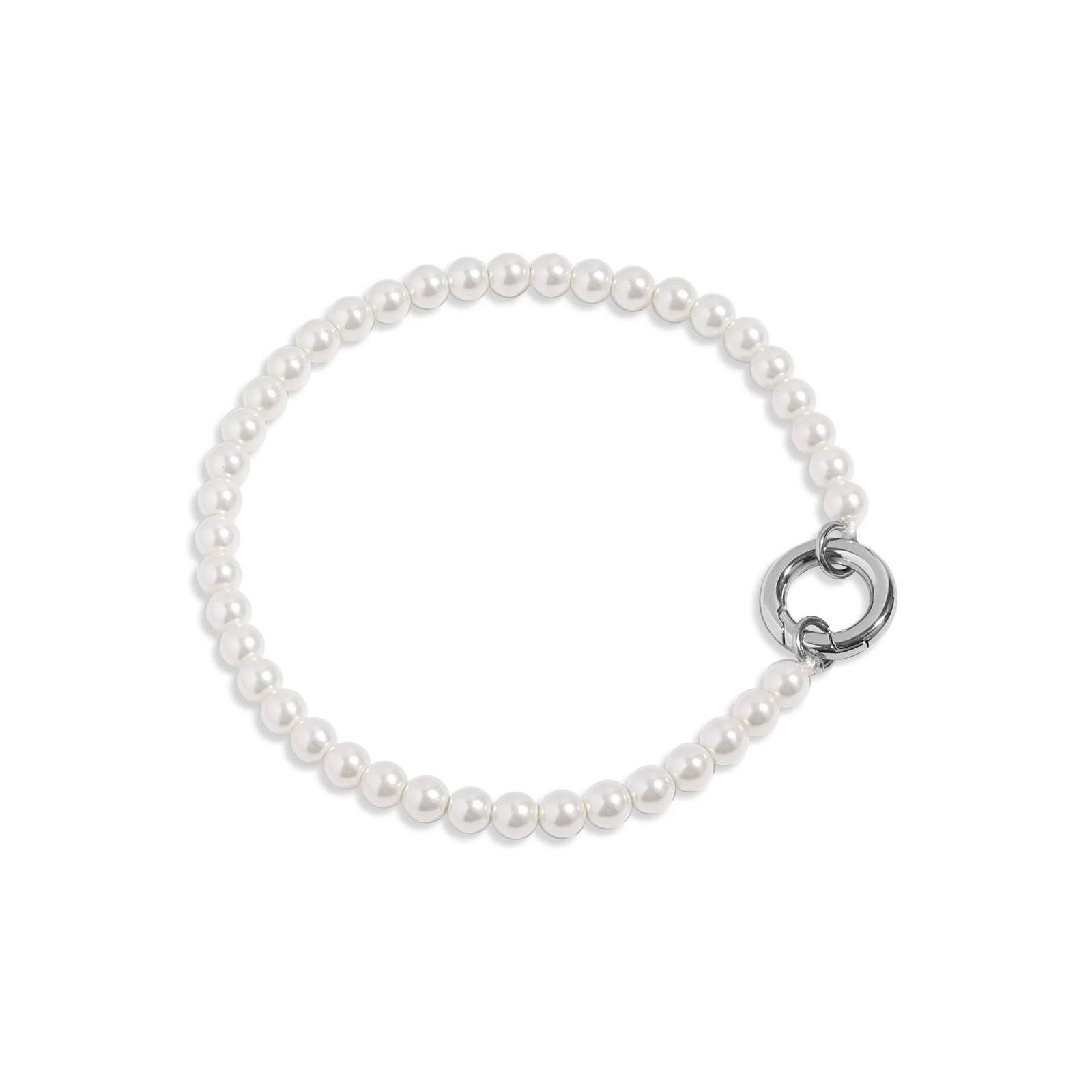 18K Gold PVD Stainless Steel Glass Pearl Charm Keeper Bracelet Beaded Chain New