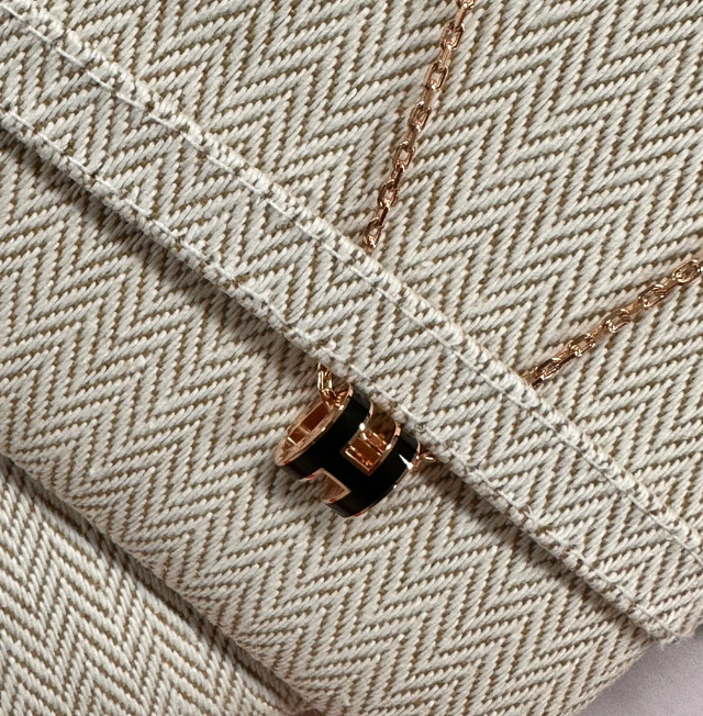 Hermes Mini Pop H Pendant Rose Gold & Noir H147992FO03