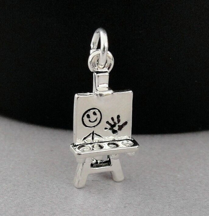 Silver Artist Easel Charm – Art Class School Charm – Art Teacher Gift Jewelry