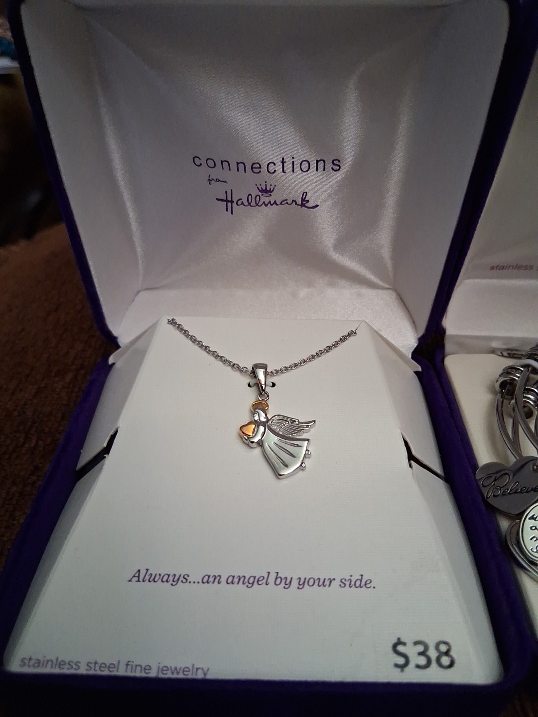 Connections From Hallmark Angel Pendant Necklace Faith Charm Bracelet Set Lot