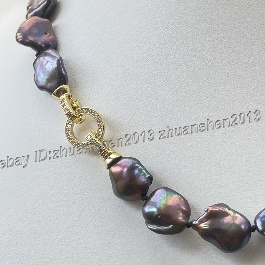 Huge 20-25mm Natural South Sea Black Baroque Reborn Keshi Pearl Necklace 18″-36″