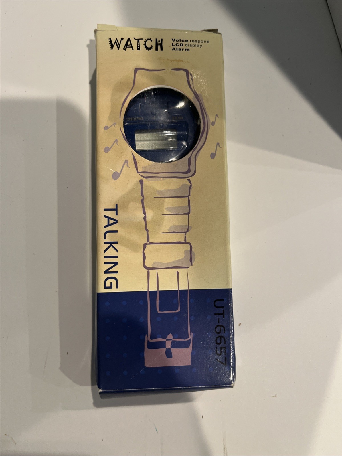 Vintage NOS WATCH Talking English Digital Watch Alarm Blue UT-6657