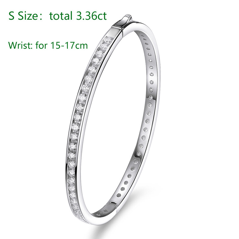 Full 2.5mm D/VVS1 Real Moissanite Bangle Bracelet Women’s 18K White Gold Plated
