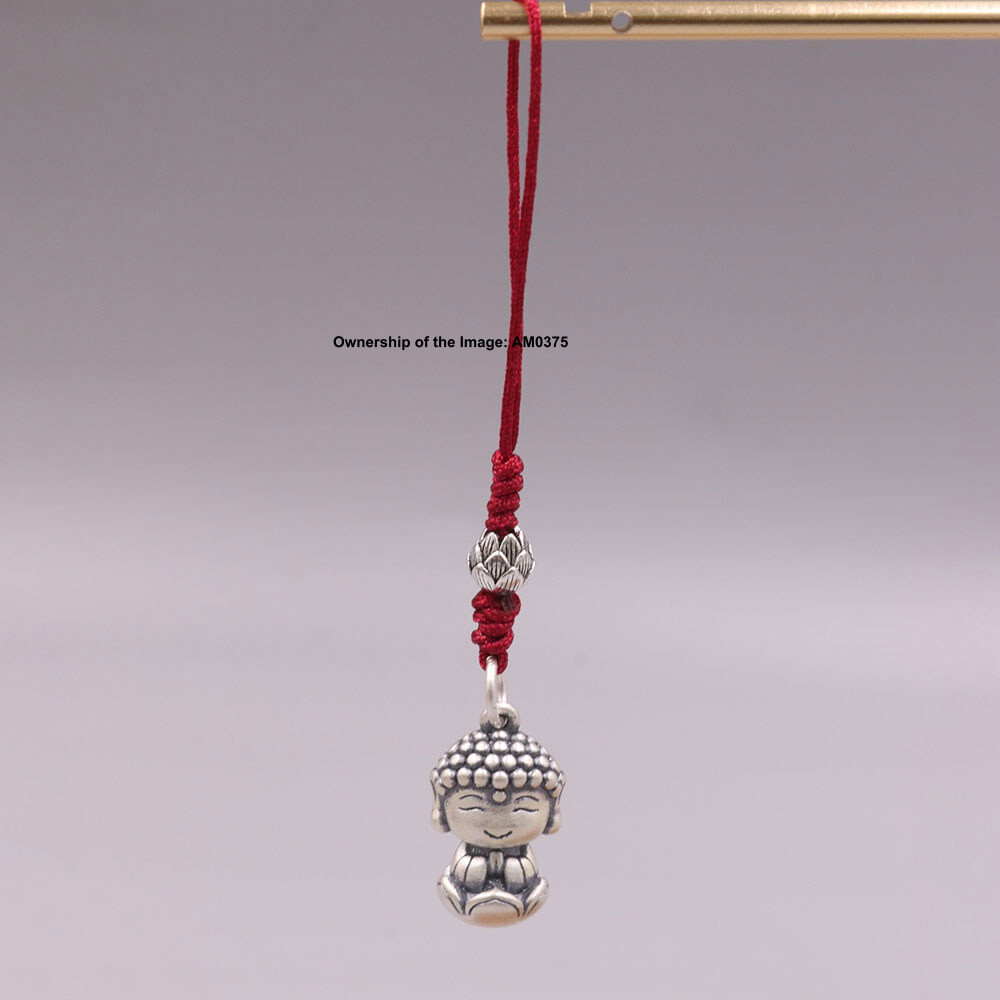 Real 999 Fine Silver Small Buddha Handmade Charm Pendant 80mm Length