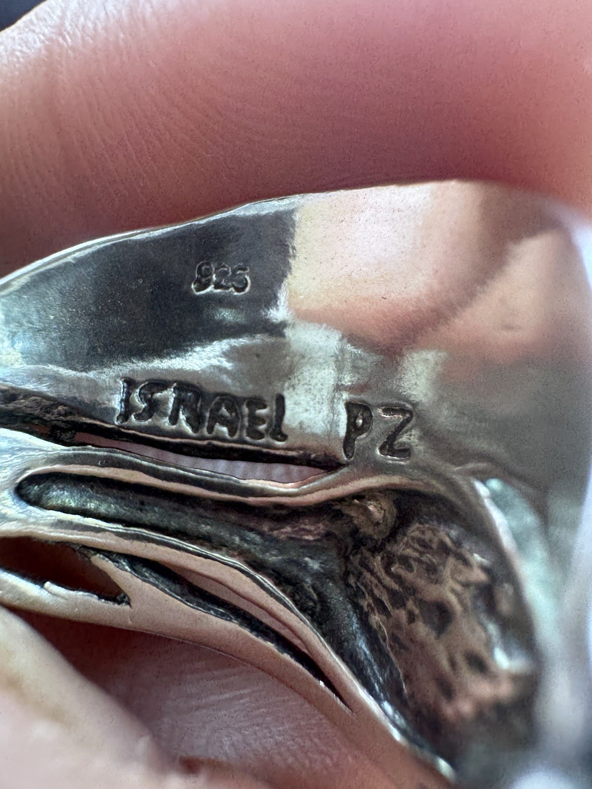 Vintage Signed PZ Paz Creations 925 Israel Sterling Silver Organic Wave Ring