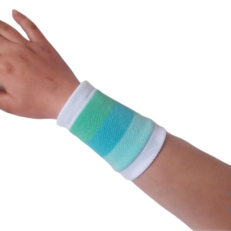 Unisex Sports Wrist Protector Sweatband Gradient Rainbow Stripes Knit Bracelet