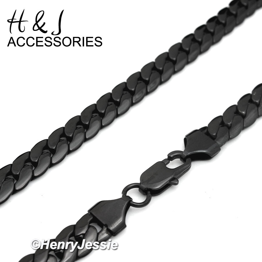 16-40″MEN Stainless Steel 3mm Black Plated Miami Cuban Curb Chain Necklace*BN155