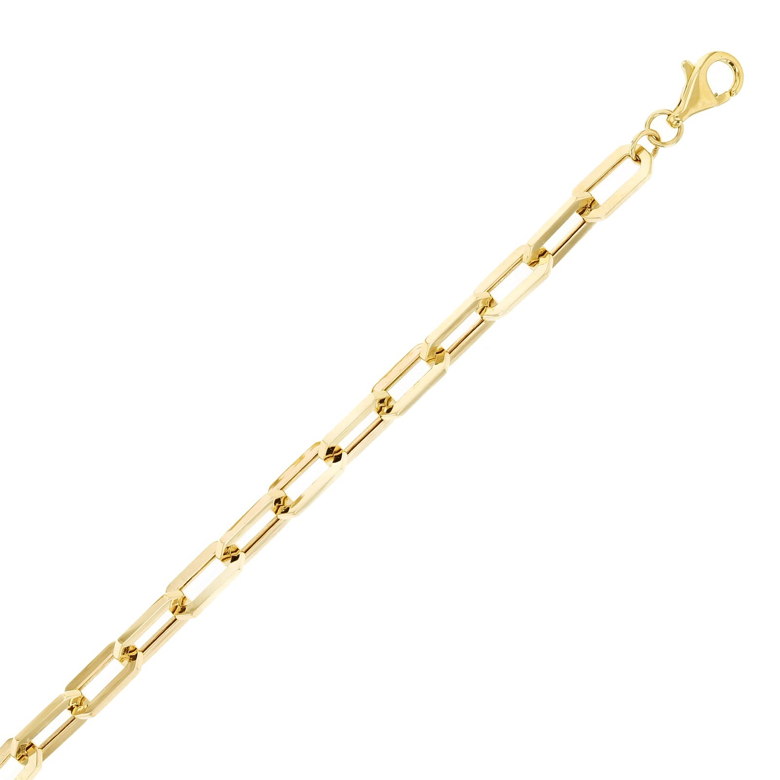 Italian 14k Yellow Gold Oval Beveled Link Chain Bracelet 7″ 4.6mm 2.4 grams