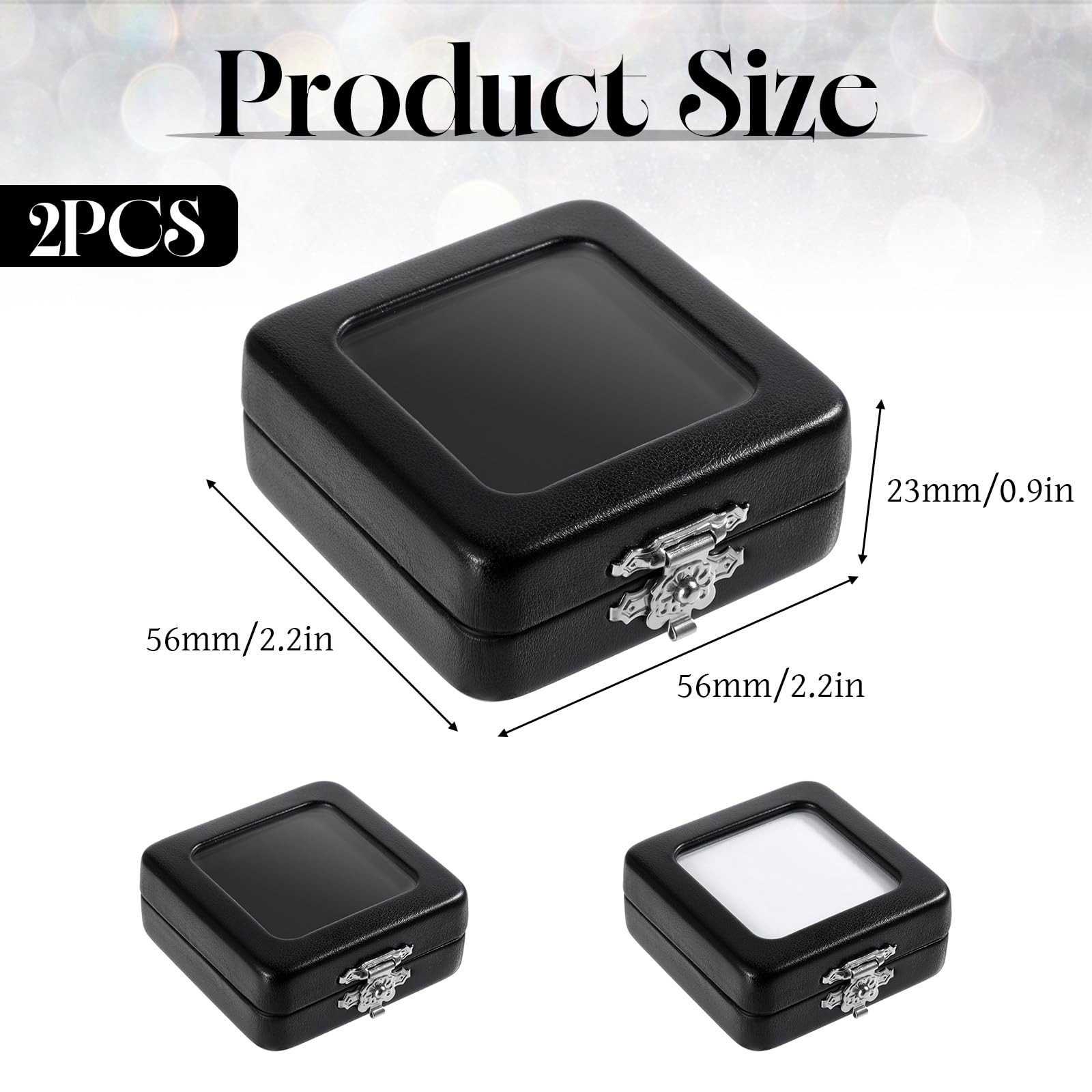 Small Display Box, 2 Pack 2.2×2.2×0.9Inch PU Leather Gemstone Display Case Sm…