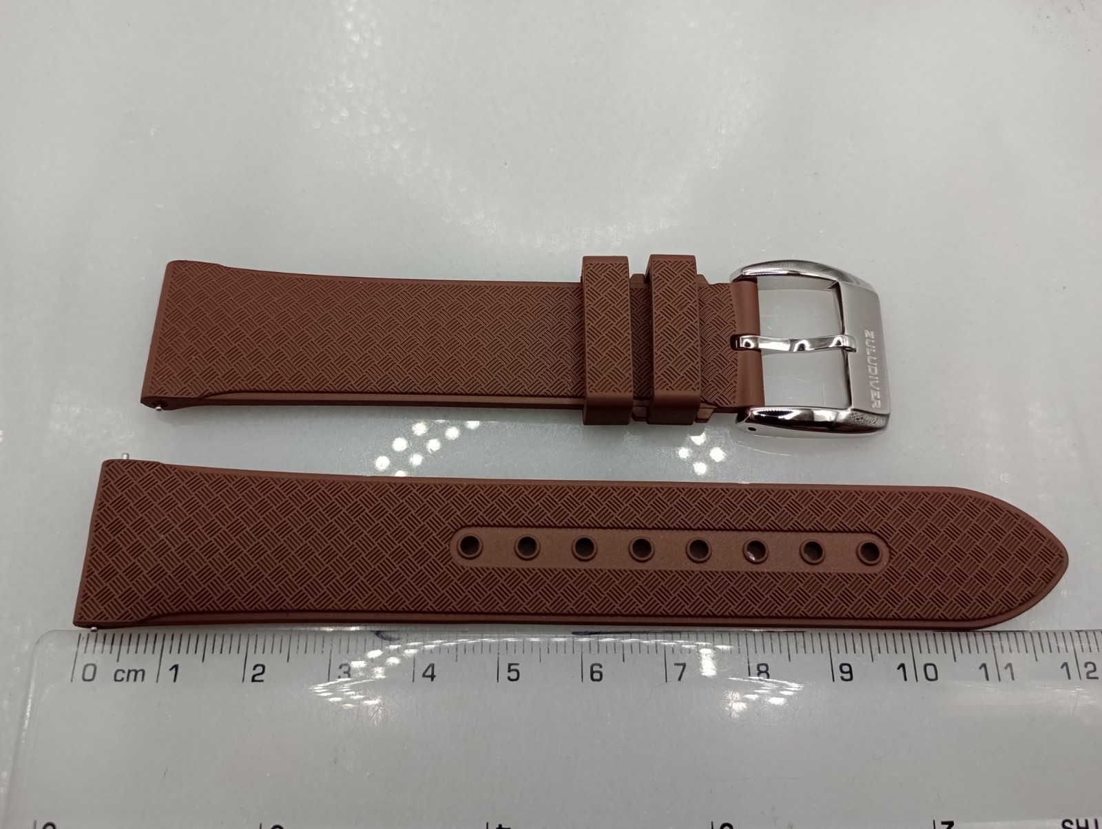 New 20mm Watchgecko Zuludiver HNBR Rubber Watch Strap Brown Quick Release 6B428
