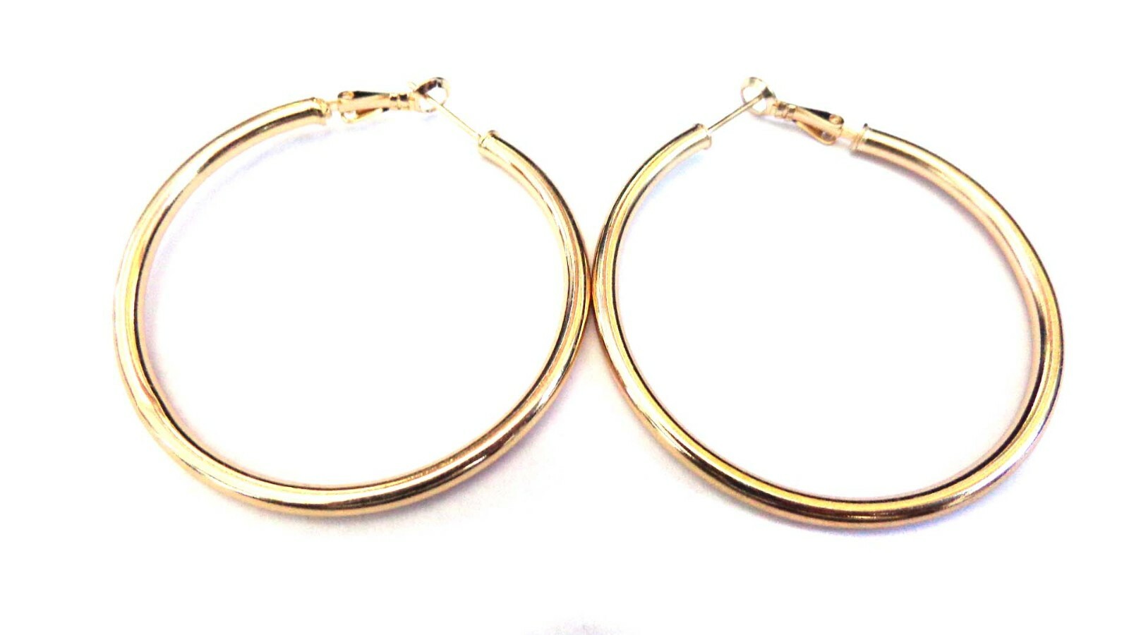 BIG HOOPS LARGE HOOP EARRINGS ROUND 4 INCH HOOPS TUBE SHINY SILVER OR GOLD TONE