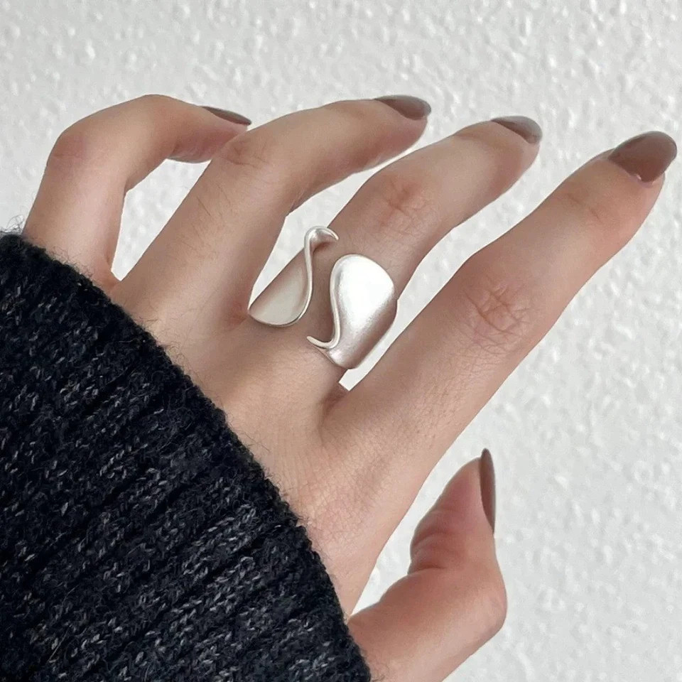 925 Sterling Silver Open Ring Women Couple Minimalist Handmade Adjustable