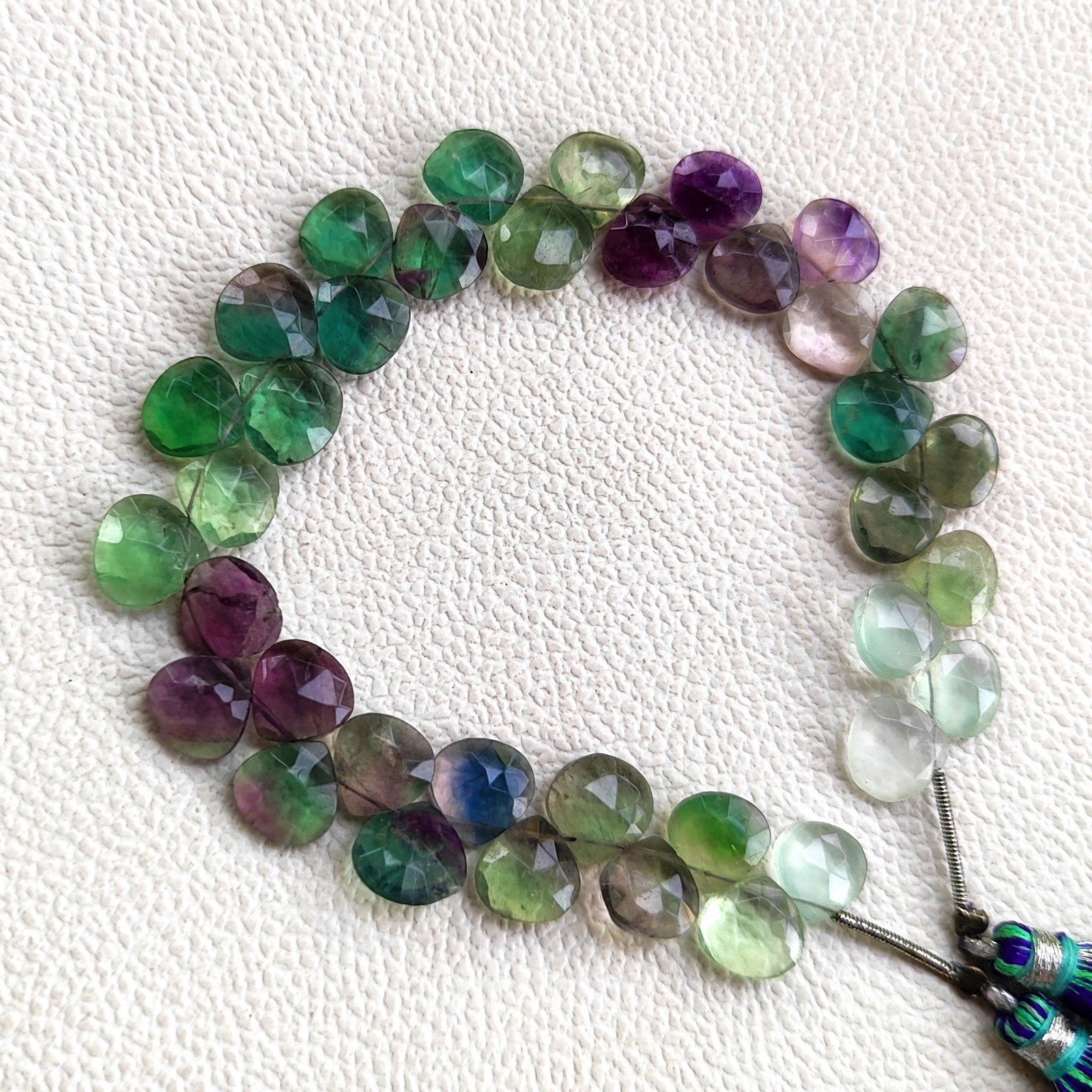 Natural Fluorite 9mm Faceted Heart Beads 8″ Strand Brazil Gemstone Jewelry