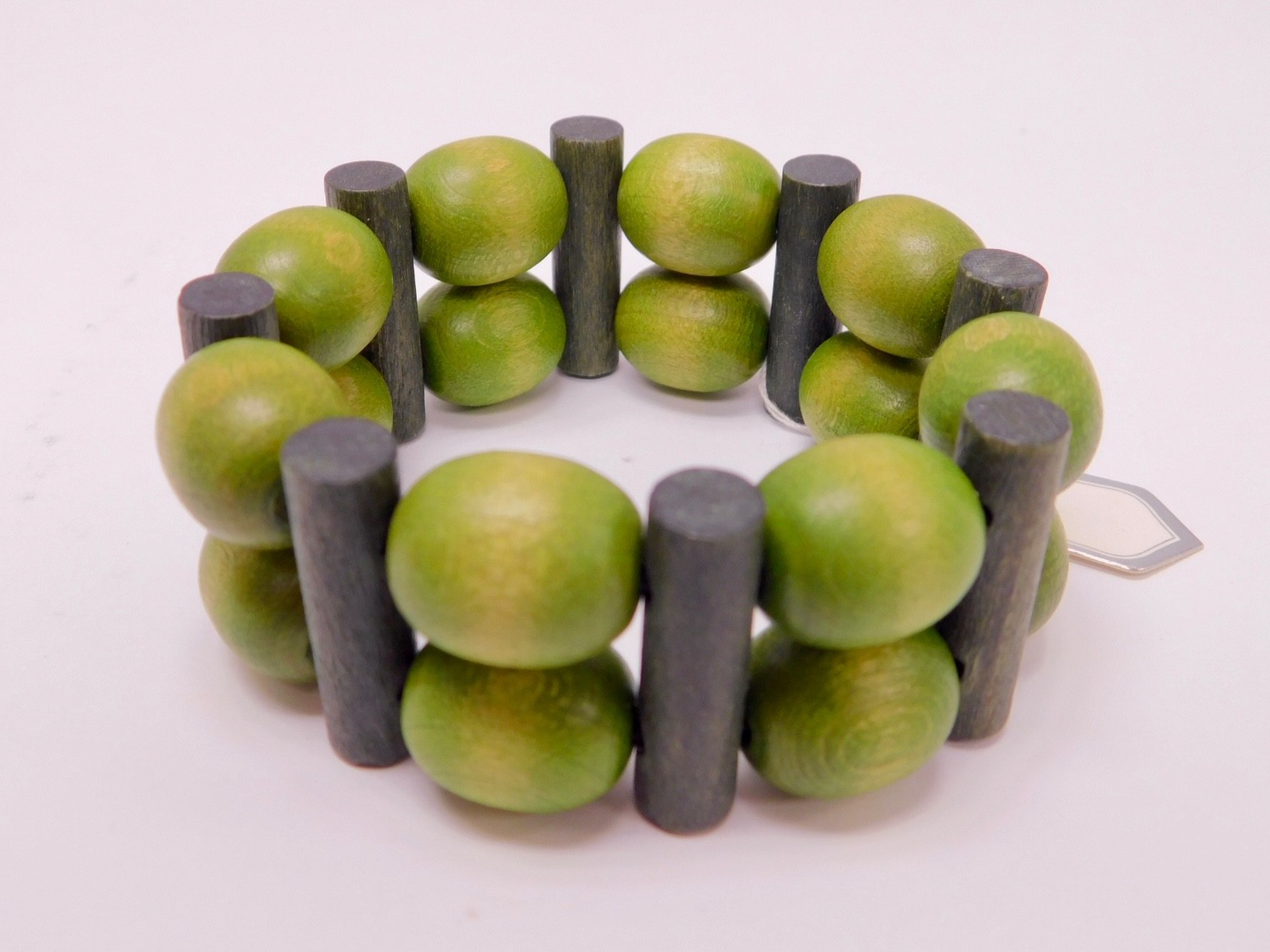 Aarikka Finland Wood Bead Bracelet Blue Green