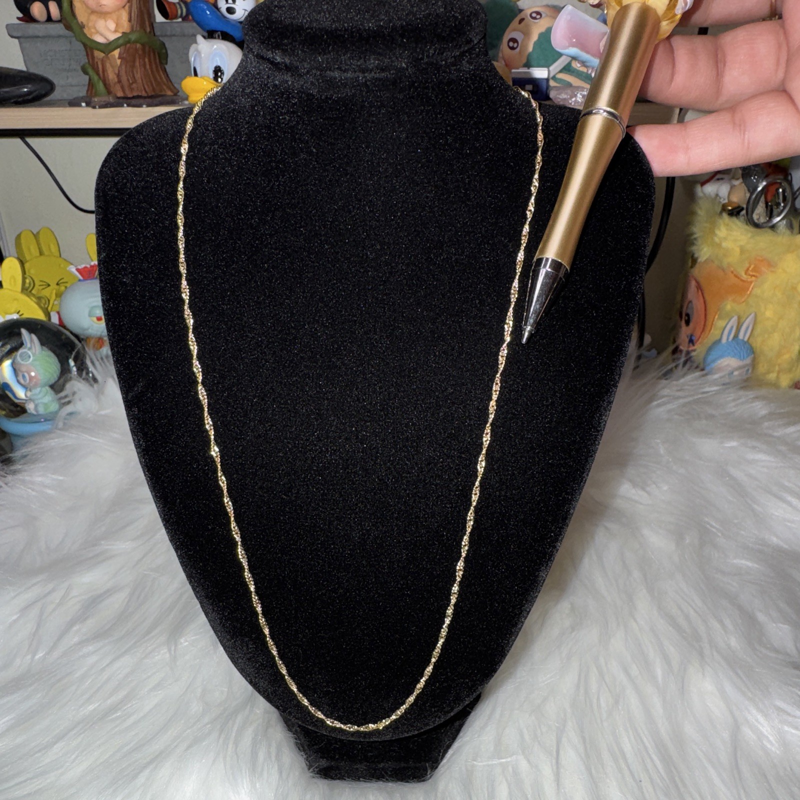 Singapore 14K Gold Filled Dainty Chain Necklace 19.5inch, 1.6mm Lobster Clasp