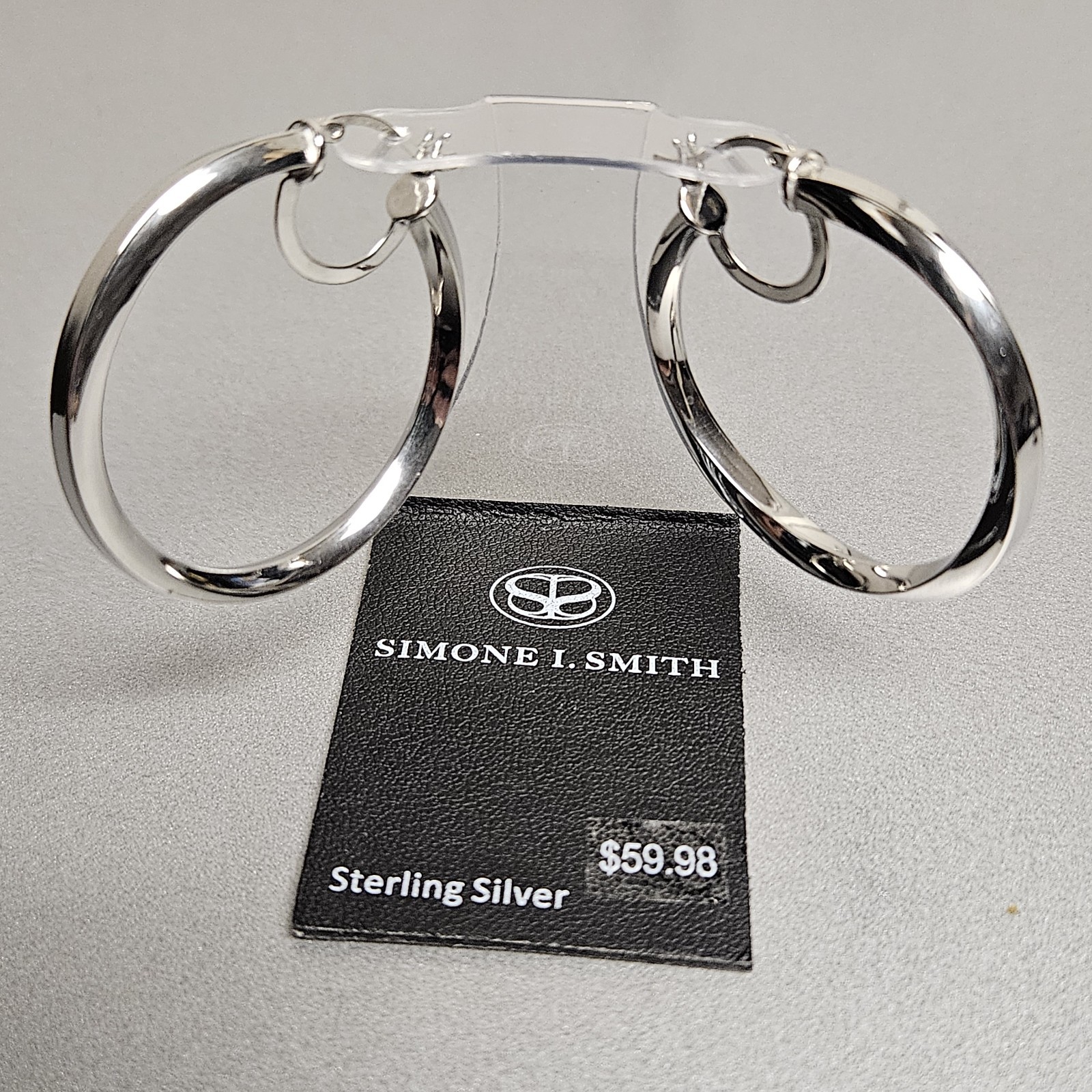 REAL Silver DESIGNER Earrings -Slow Twist MEDIUM Hoop 1.5 in”-Simone I Smith