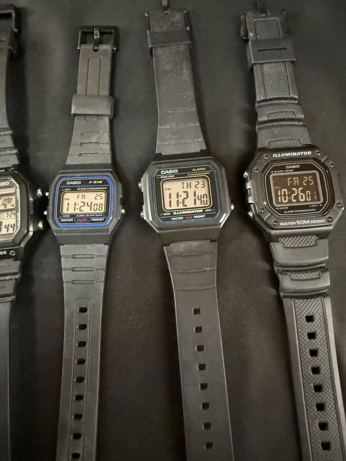 Casio Lot of 5 Unisex Digital Watches W-217H F-91W W-218H AE-1200WH F-108WH