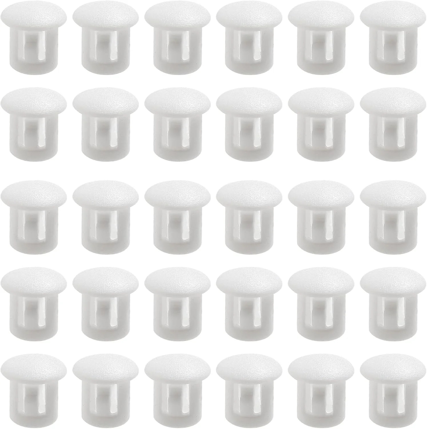 30 PCS White Hole Plugs – 1/4 inch (6mm) Plastic Flush Type Hole Plugs Snap in L