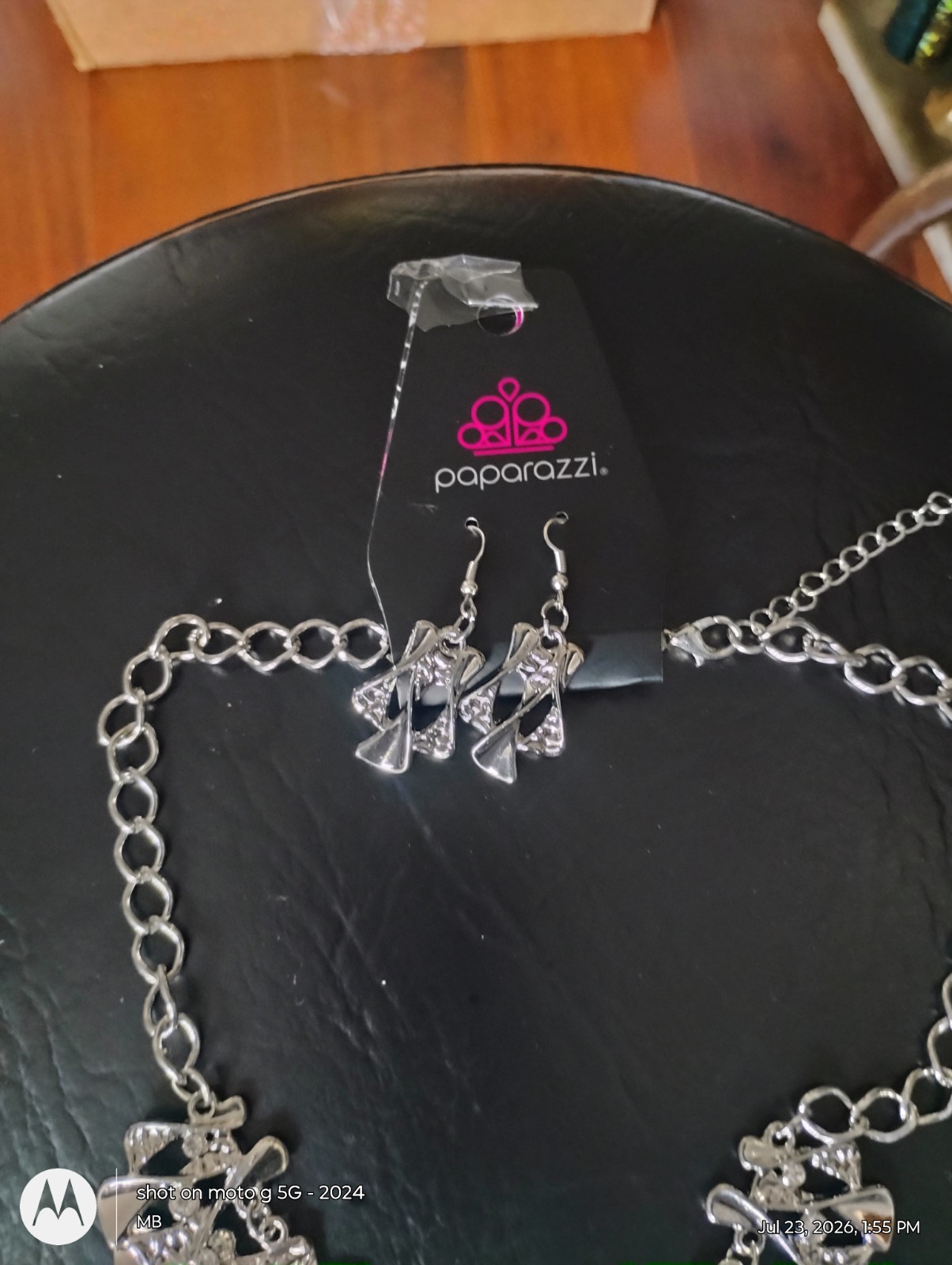 Paparazzi Silver Tone Statement Necklace & Drop Dangle Earrings Set