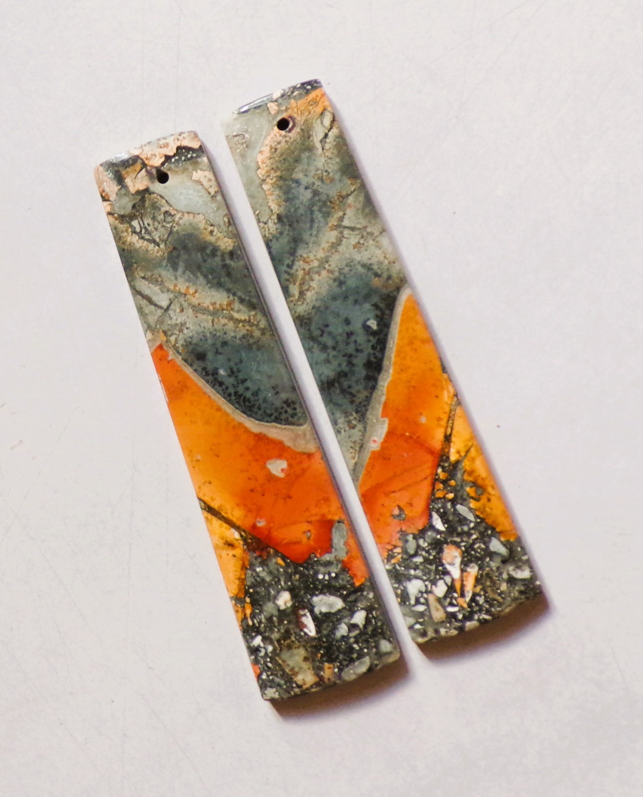 69.90 Cts Natural Maligano Jasper Drilled Cabochon Match Pair 56.5X14MM DE-24