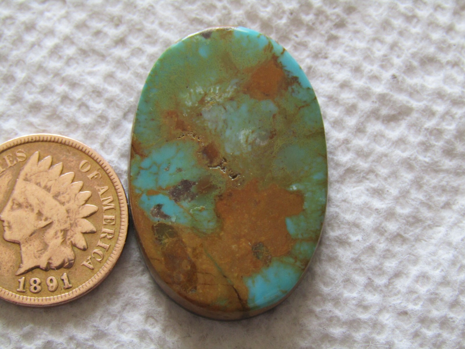 King’s Manassa Turquoise 31 carat Cabochon American Blue Green Cab Lick Skillet