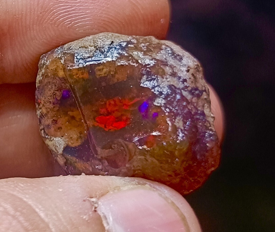 34 Carat, Natural Ethiopian Opal Raw Rough, Multi Flash Gemstone.