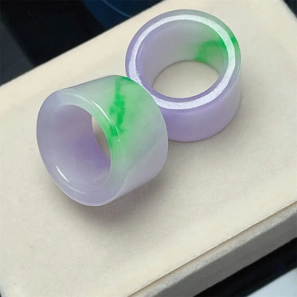 Natural Myanmar Jade Ring with Purple and Green Accents – Stylish Men’s Ring