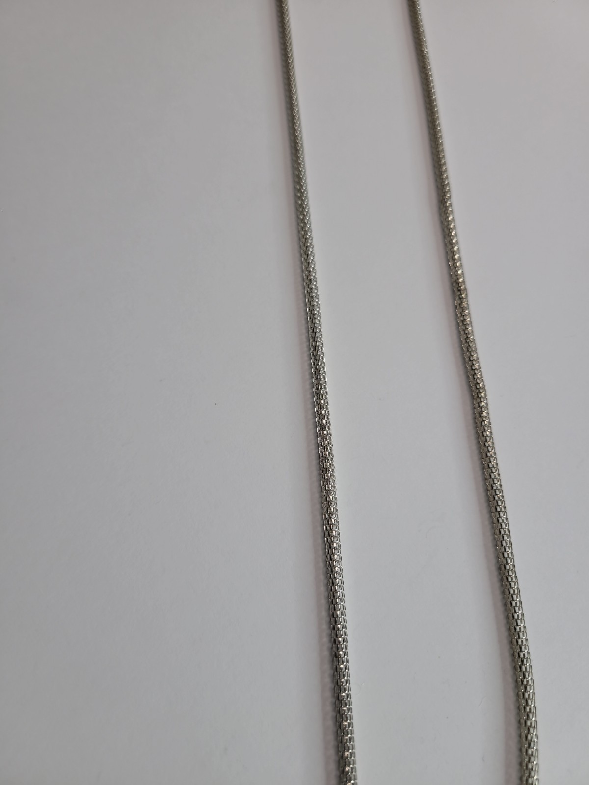 Silver Tone Mesh Snake Chain Necklace Flat Woven Herringbone Style Minimalist