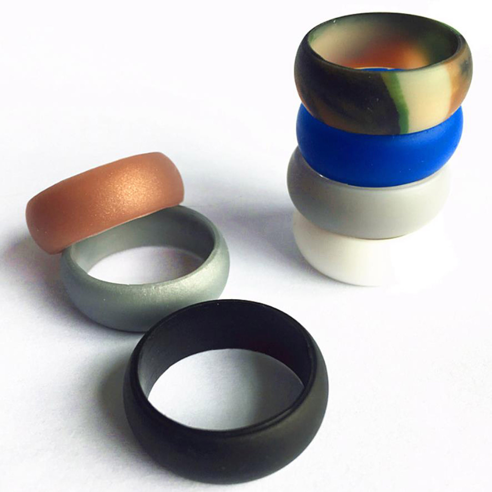7PCS Silicone Rings Wedding Bands for Men Women – 8.7 mm Wide – 2mm Thick