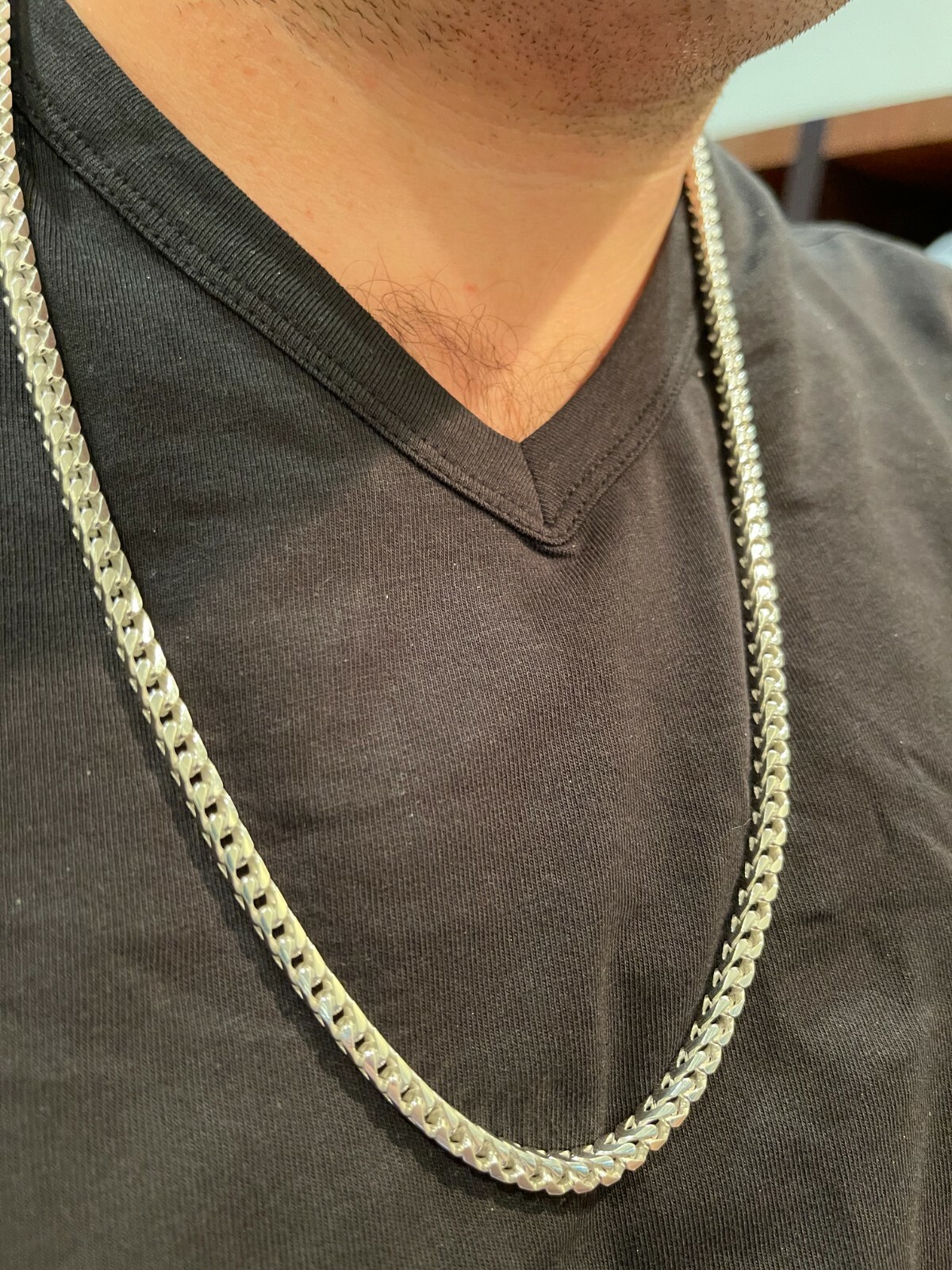 Solid 925 Sterling Silver Franco Chain 5mm Thick Hip Hop Mens Necklace 18-30″