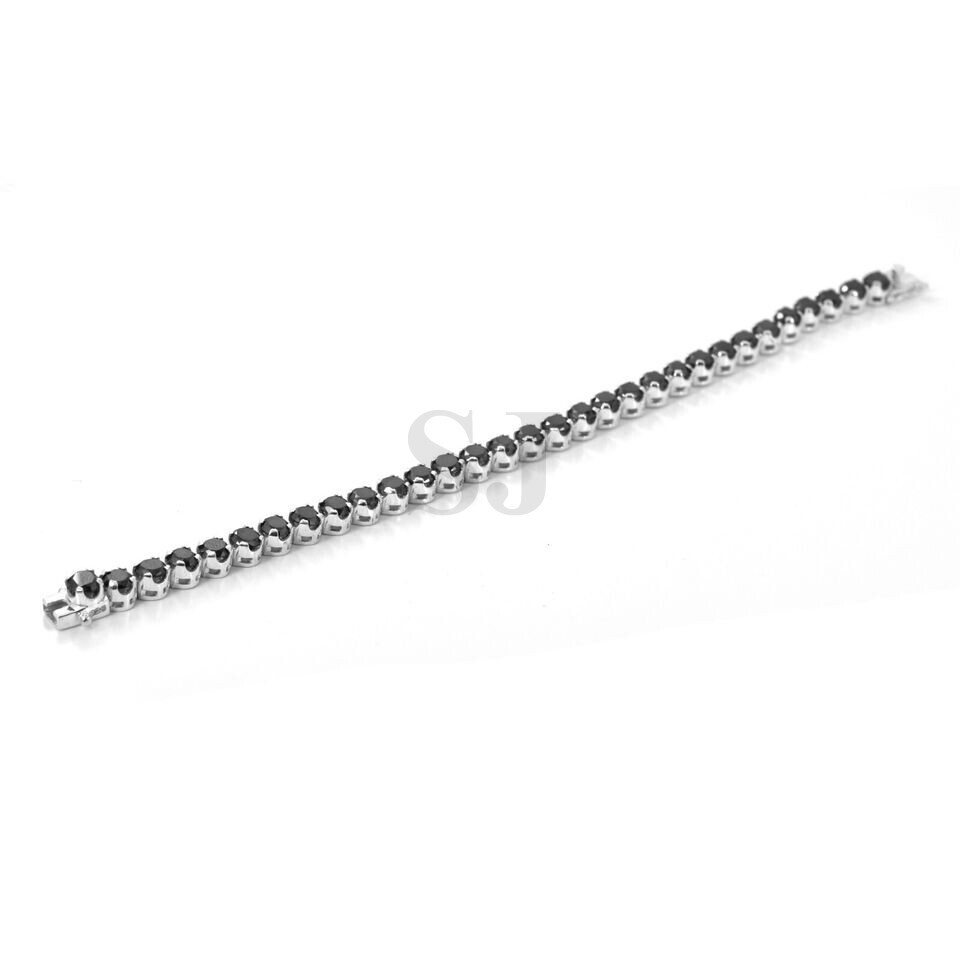 5 mm Black Diamond Tennis Bracelet 23 Ct, 925 Silver, Great Luster, Unisex Gift
